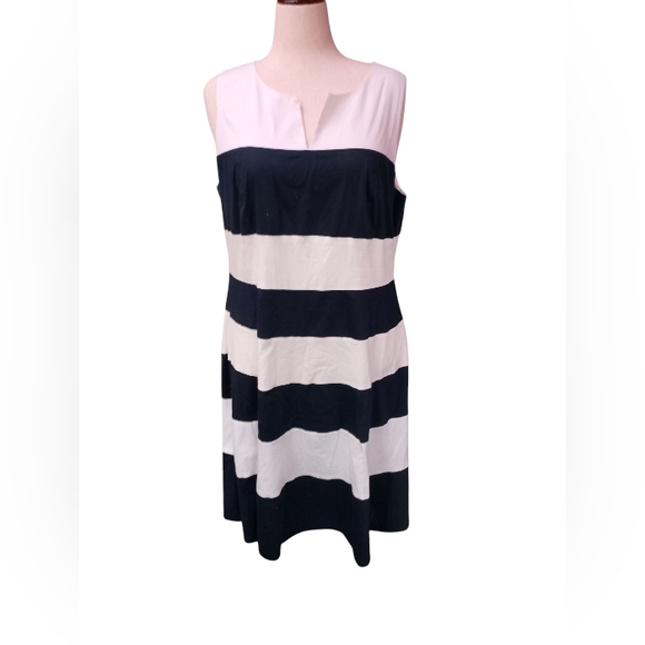 1901 Navy and White Striped Dress - Picture 1 of 8